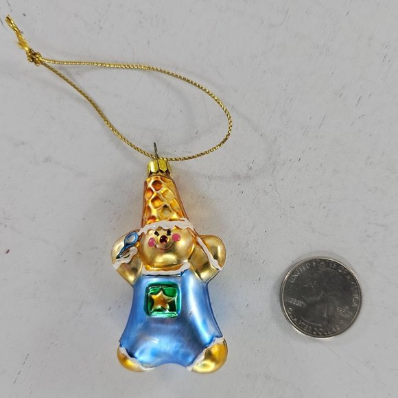 Vintage Blown Glass Gingerbread Snowman Miniature Ornaments Christmas Set of 2 - Picture 8 of 8